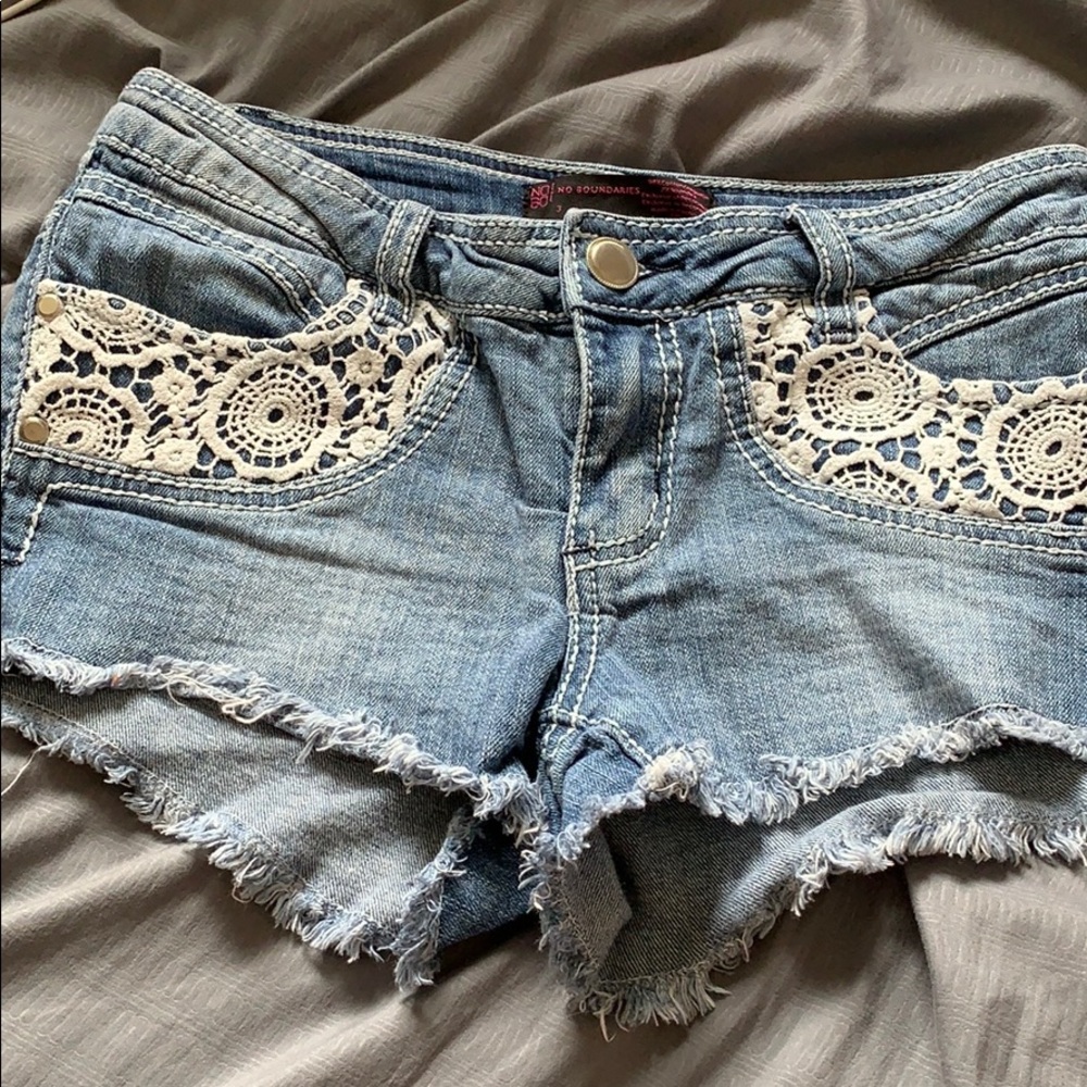 jean shorts with lace